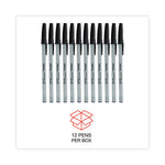 Ballpoint Pen, Stick, Fine 0.7 mm, Black Ink, Gray/Black Barrel, Dozen