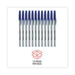 Ballpoint Pen, Stick, Fine 0.7 mm, Blue Ink, Gray/Blue Barrel, Dozen