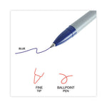 Ballpoint Pen, Stick, Fine 0.7 mm, Blue Ink, Gray/Blue Barrel, Dozen