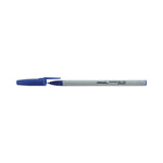 Ballpoint Pen, Stick, Fine 0.7 mm, Blue Ink, Gray/Blue Barrel, Dozen