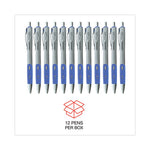 Comfort Grip Gel Pen, Retractable, Medium 0.7 mm, Blue Ink, Gray/Blue/Silver Barrel, Dozen