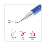 Comfort Grip Gel Pen, Retractable, Medium 0.7 mm, Blue Ink, Gray/Blue/Silver Barrel, Dozen