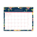 Day Designer Peyton Wall Calendar, Peyton Floral Artwork, 15 x 12, White/Navy Sheets, 12-Month (Jan to Dec): 2024