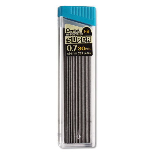 Super Hi-Polymer Lead Refills, 0.7 mm, HB, Black, 30/Tube