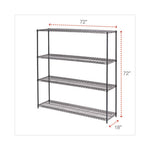 BA Plus Wire Shelving Kit, Four-Shelf, 72w x 18d x 72h, Black Anthracite Plus