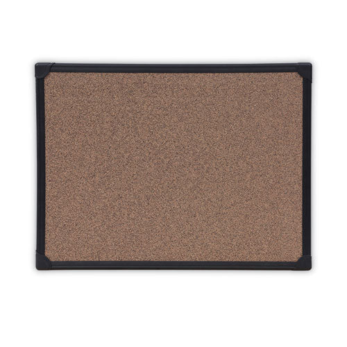 Tech Cork Board, 24 x 18, Brown Surface, Black Aluminum Frame