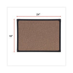 Tech Cork Board, 24 x 18, Brown Surface, Black Aluminum Frame