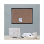 Tech Cork Board, 24 x 18, Brown Surface, Black Aluminum Frame