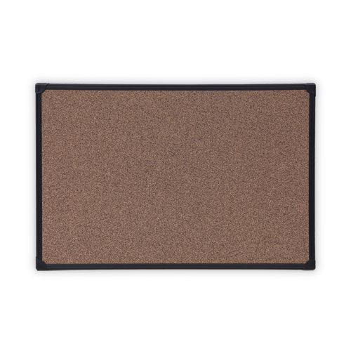 Tech Cork Board, 36 x 24, Brown Surface, Black Plastic Frame