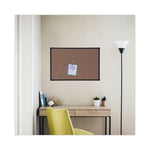 Tech Cork Board, 36 x 24, Brown Surface, Black Plastic Frame