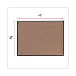 Tech Cork Board, 48 x 36, Brown Surface, Black Aluminum Frame