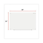 Frameless Glass Marker Board, 36 x 24, White Surface