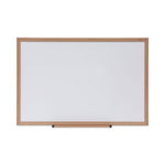 Deluxe Melamine Dry Erase Board, 36 x 24, Melamine White Surface, Oak Fiberboard Frame