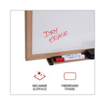 Deluxe Melamine Dry Erase Board, 36 x 24, Melamine White Surface, Oak Fiberboard Frame