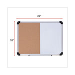 Cork/Dry Erase Board, Melamine, 24 x 18, Tan/White Surface, Gray/Black Aluminum/Plastic Frame