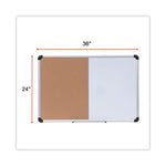 Cork/Dry Erase Board, Melamine, 36 x 24, Tan/White Surface, Gray/Black Aluminum/Plastic Frame