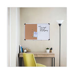 Cork/Dry Erase Board, Melamine, 36 x 24, Tan/White Surface, Gray/Black Aluminum/Plastic Frame