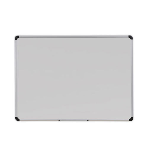 Deluxe Porcelain Magnetic Dry Erase Board, 48 x 36, White Surface, Silver/Black Aluminum Frame