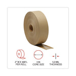 Gummed Kraft Sealing Tape, 3" Core, 2" x 600 ft, Brown, 12/Carton