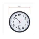 Indoor/Outdoor Round Wall Clock, 13.5" Overall Diameter, Black Case, 1 AA (sold separately)