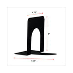 Economy Bookends, Nonskid, 4.75 x 5.25 x 5, Heavy Gauge Steel, Black, 1 Pair