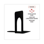 Economy Bookends, Nonskid, 4.75 x 5.25 x 5, Heavy Gauge Steel, Black, 1 Pair