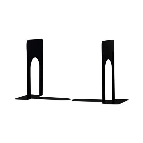 Economy Bookends, Standard, 5.88 x 8.25 x 9, Heavy Gauge Steel, Black, 1 Pair