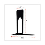 Economy Bookends, Standard, 5.88 x 8.25 x 9, Heavy Gauge Steel, Black, 1 Pair