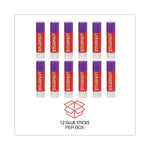 Glue Stick, 0.28 oz, Applies Purple, Dries Clear, 12/Pack