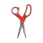Multi-Purpose Scissors, 8" Long, 3.38" Cut Length, Gray/Red Straight Handle