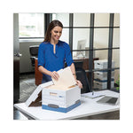 STOR/FILE Medium-Duty Storage Boxes, Legal Files, 15.88" x 25.38" x 10.25", White/Blue, 4/Carton