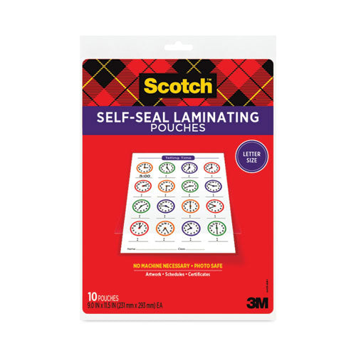 Self-Sealing Laminating Pouches, 9.5 mil, 9 x 11.5, Gloss Clear, 10/Pack