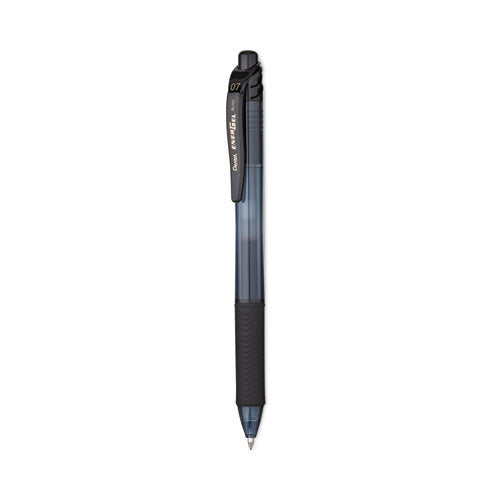 EnerGel-X Gel Pen, Retractable, Medium 0.7 mm, Black Ink, Smoke/Black Barrel, 24/Pack