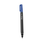 Water-Resistant Ink Porous Point Pen, Stick, Fine 0.4 mm, Blue Ink, Black/Blue Barrel, Dozen