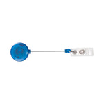 Translucent Retractable ID Card Reel, 30" Extension, Blue, 12/Pack