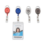 Carabiner-Style Retractable ID Card Reel, 30" Extension, Assorted Colors, 20/Pack