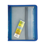 Zippered Binder with Expanding File, 2" Expansion, 7 Sections, Zipper Closure, 1/6-Cut Tabs, Letter Size, Bright Blue