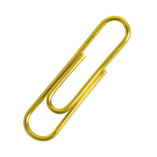 Paper Clips, Medium, Vinyl-Coated, Gold, 200 Clips/Box, 5 Boxes/Pack