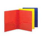 Poly Two-Pocket Folder with Fasteners, 130-Sheet Capacity, 11 x 8.5, Assorted, 6/Pack