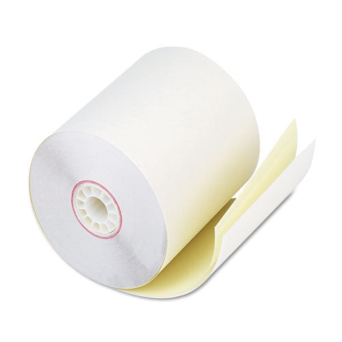 Impact Printing Carbonless Paper Rolls, 2.75" x 90 ft, White/Canary, 50/Carton