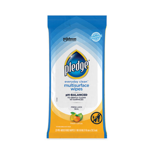 Multi-Surface Cleaner Wet Wipes, Cloth, 7 x 10, Fresh Citrus, White, 25/Pack, 12 Packs/Carton