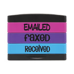 Interlocking Stack Stamp, EMAILED, FAXED, RECEIVED, 1.81" x 0.63", Assorted Fluorescent Ink