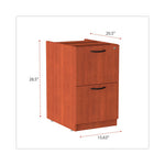 Alera Valencia Series Full Pedestal File, Left/Right, 2 Legal/Letter-Size File Drawers, Medium Cherry, 15.63" x 20.5" x 28.5"