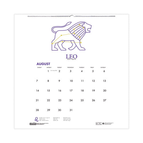 Recycled Academic Zodiac Wall Calendar, 11 x 14, Multicolor Sheets, 12-Month (Aug to July): 2023 to 2024