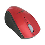 Mini Wireless Optical Mouse, 2.4 GHz Frequency/30 ft Wireless Range, Left/Right Hand Use, Red/Black