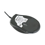 Full-Size Wired Optical Mouse, USB 2.0, Right Hand Use, Black