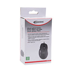 Full-Size Wired Optical Mouse, USB 2.0, Right Hand Use, Black