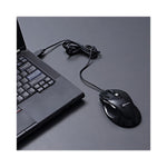 Full-Size Wired Optical Mouse, USB 2.0, Right Hand Use, Black