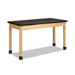 Classroom Science Table, 60w x 30d x 36h, Black High Pressure Laminate (HPL) Top, Oak Base