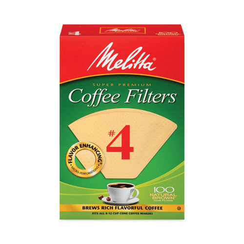 Melitta Coffee Filters, #4, 8 to 12 Cup Size, Cone Style, 100 Filters/Pack, 3/Pack, Ships in 1-3 Business Days